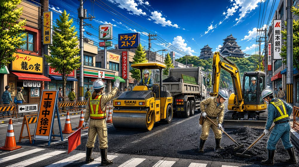 嶋本建設の道路工事